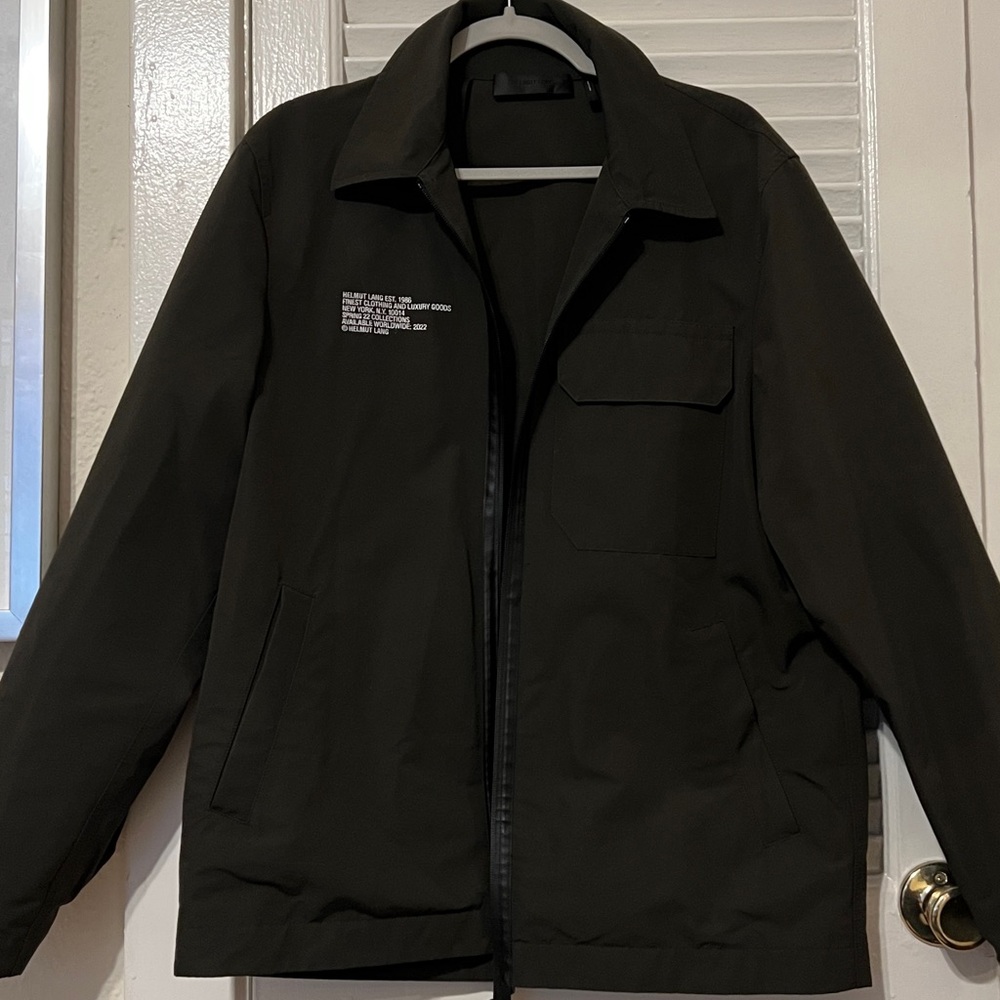 Dark Green Helmet Lang Zipper Shirt Jacket